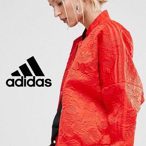 Adidas Originals Red Floral Bomber Track Jacket M Shiny Rose Size Medium